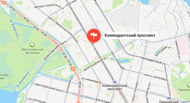Карта выезда электрика м. Комендантский проспект