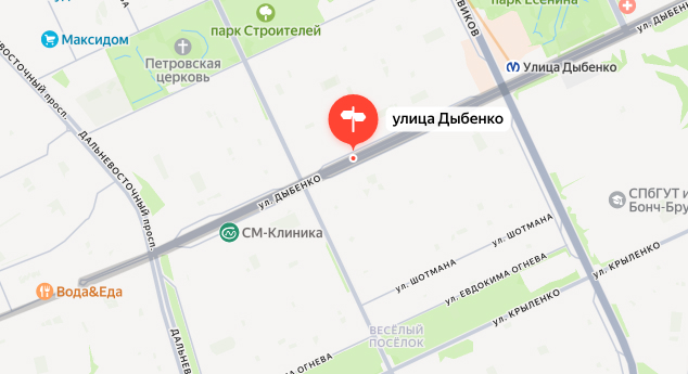 Карта обслуживания электрика м. Улица Дыбенко